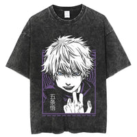 Jujutsu Kaisen Vintage Washed Cotton T-Shirt featuring bold graphic design and relaxed fit for anime fans.