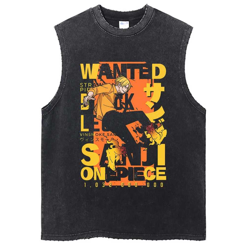 One Piece Vintage Washed Graphic Tank Top | Cotton Streetwear