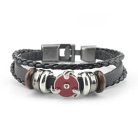 Anime Woven Cowhide Bracelet multilayer buckle ring inspired by One Piece Naruto and Attack on Titan birthday gift accessory