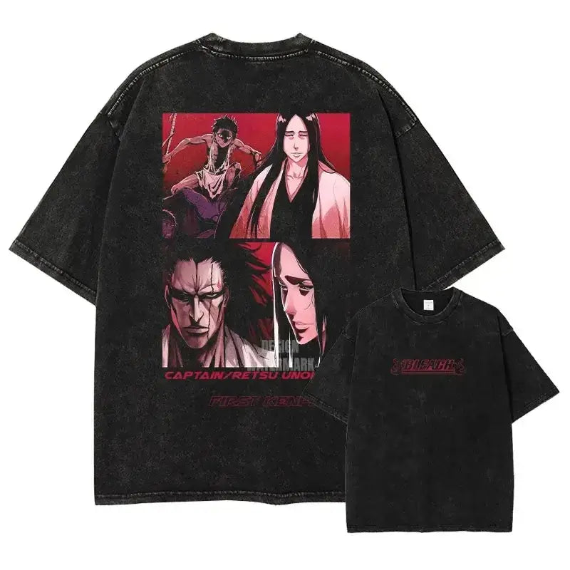 Bleach Aizen Sousuke Harajuku Washed Graphic T-Shirt oversized vintage cotton unisex anime top