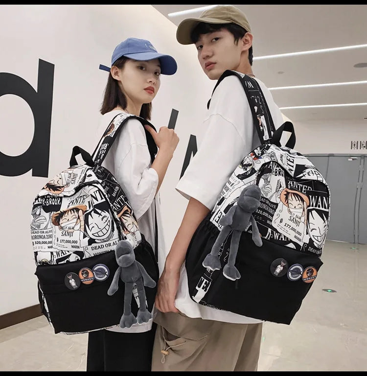 One Piece Luffy Anime Backpack school laptop travel bag men women bold print gift
