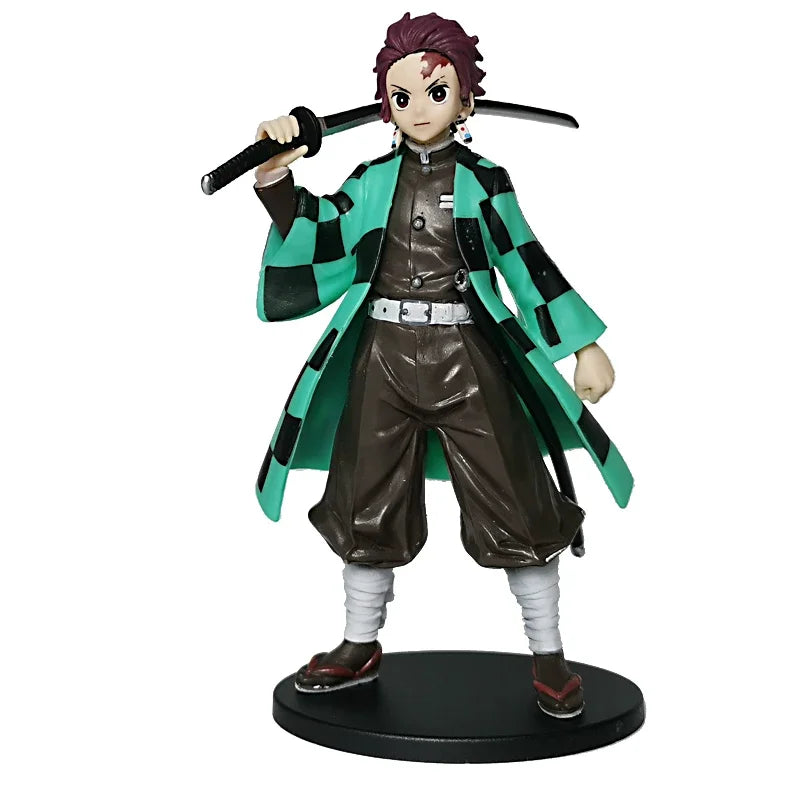 High-quality Demon Slayer Figures featuring Tanjiro Kamado, Nezuko, Zenitsu, and Inosuke in dynamic action poses for anime collection.