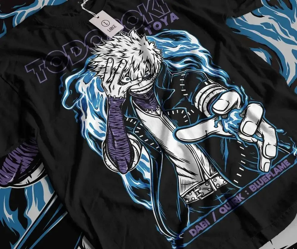 A stylish Dabi T-Shirt featuring Toya Todoroki manga panel art, designed as a trendy anime top for women and men.