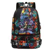 One Piece Anime Polyester School Travel Backpack featuring vibrant artwork and stylish design for teens.