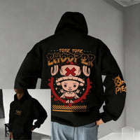 An oversized Chopper Graphic Hoodie featuring a cute Tony Tony Chopper anime print, designed as casual autumn and winter streetwear for men and women.