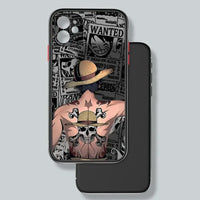 A luxury One Piece iPhone Case with frosted translucent finish and anime art, fitted for Apple iPhone 15, 14, and 13 Pro Max.