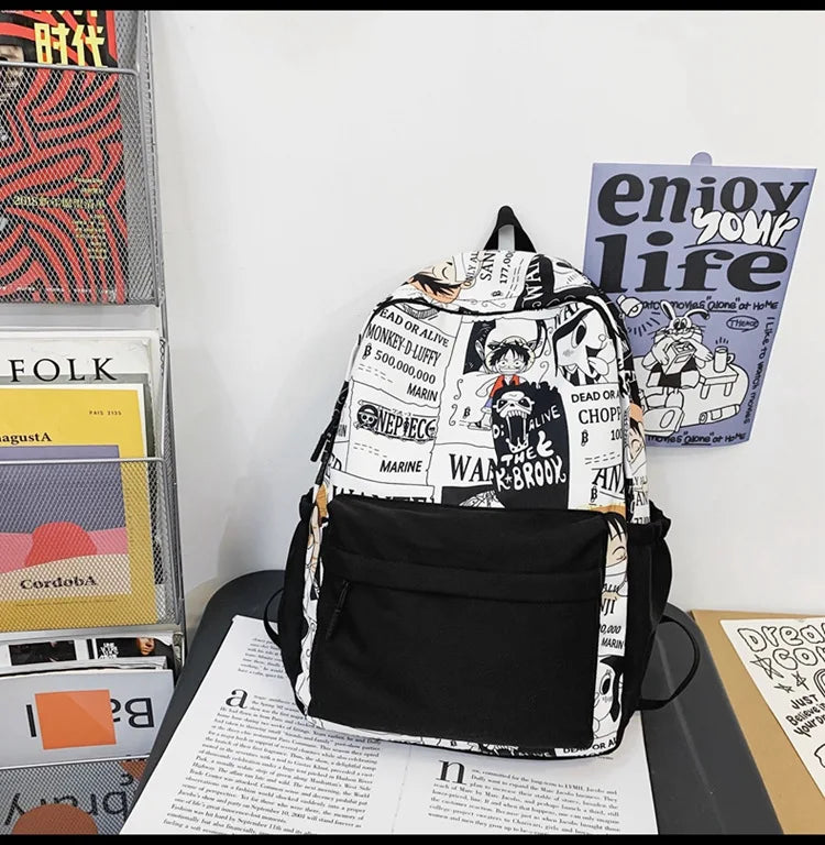 One Piece Luffy Anime Backpack school laptop travel bag men women bold print gift