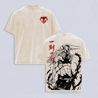 Ichigo Kurosaki Bleach Vintage Washed T-Shirt featuring printed design on back and chest in soft cotton fabric.