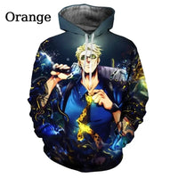 Men's Jujutsu Kaisen Satoru Gojo Hoodie with a vibrant 3D print pattern, perfect anime and manga fashion pullover sweatshirt.