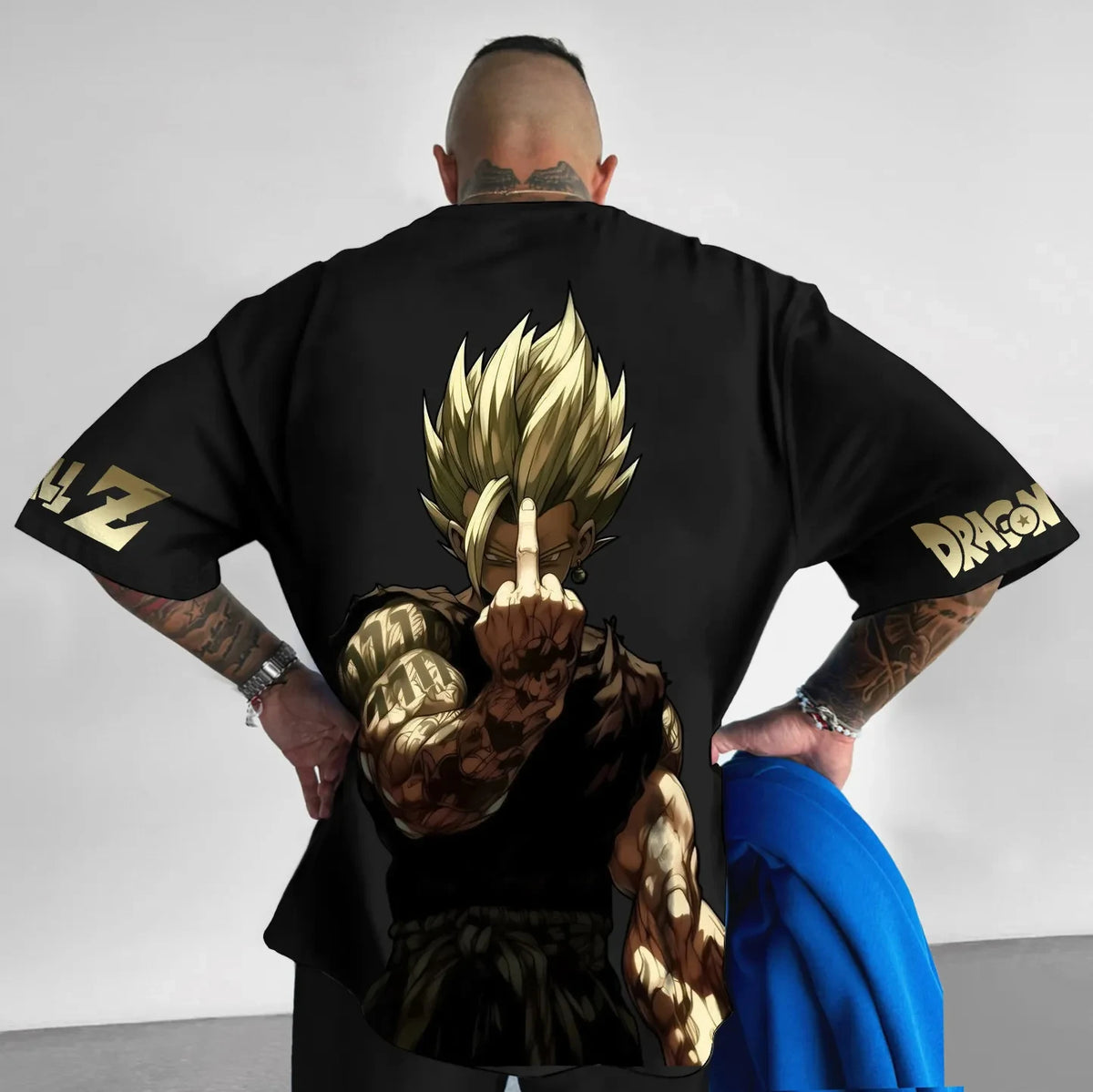 Dragon Ball Vegeta Harajuku Oversized Anime T-Shirt back view loose unisex summer anime street top
