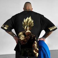 Dragon Ball Vegeta Harajuku Oversized Anime T-Shirt back view loose unisex summer anime street top