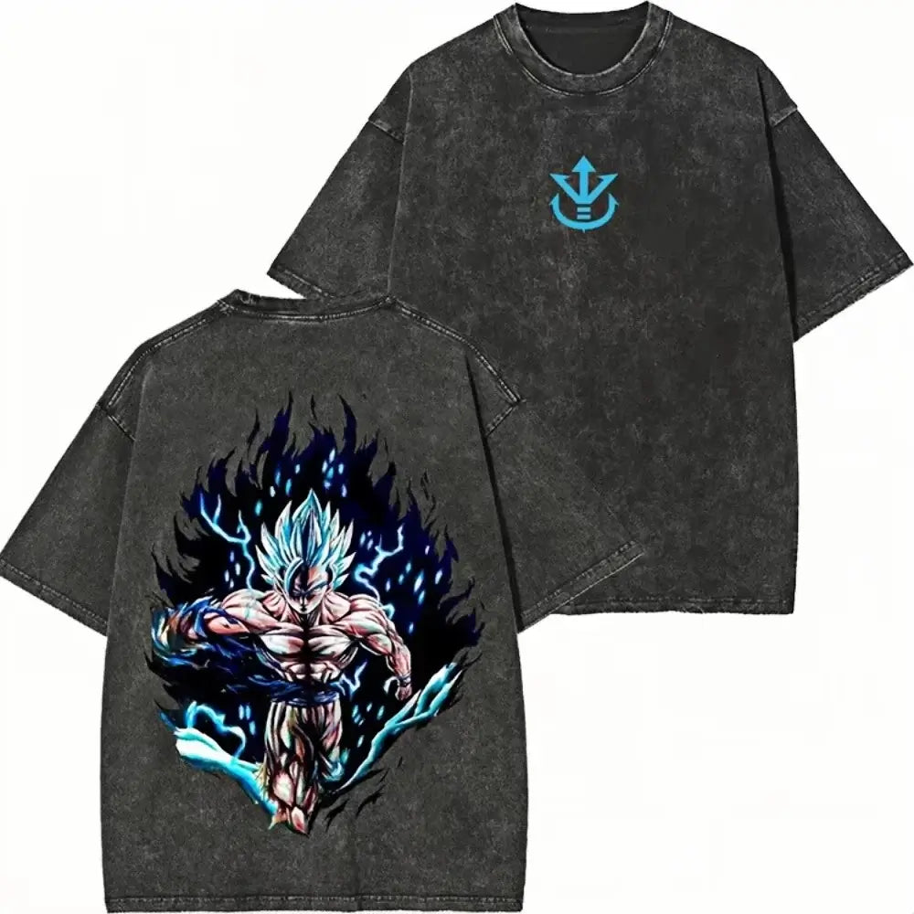 Dragon Ball Goku Majin Buu Washed Graphic T-Shirt Y2K unisex streetwear summer short sleeve