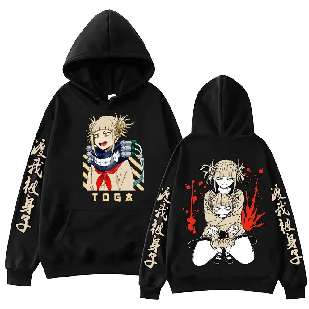 A high-quality Himiko Toga Hoodie featuring a 2026 hip-hop anime design, oversized warm fleece material for men and women.