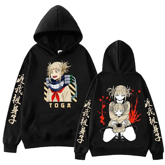 A high-quality Himiko Toga Hoodie featuring a 2026 hip-hop anime design, oversized warm fleece material for men and women.