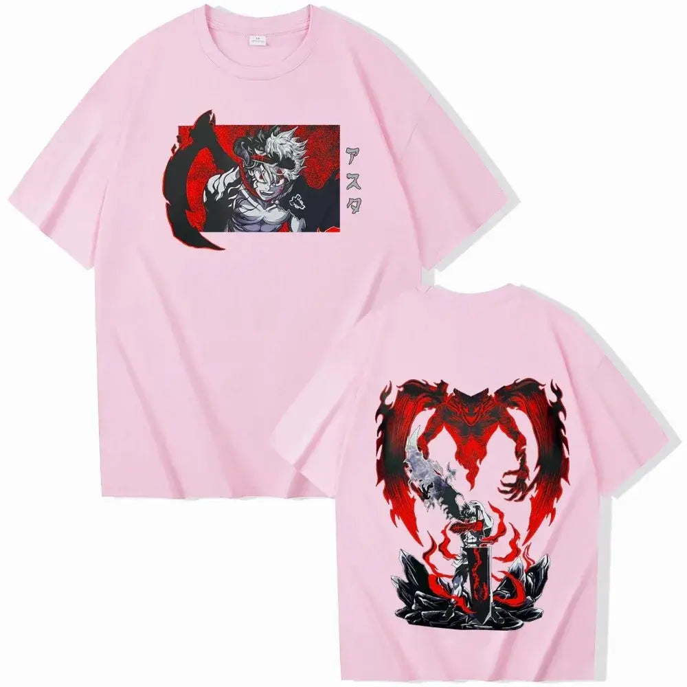 An oversized Black Clover Asta T-Shirt featuring a dynamic hip hop style anime graphic of Asta for men and women.