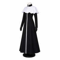 Aizen Sousuke TYBW Cosplay Costume black robe with white shoulder cape and gloves, perfect for conventions.