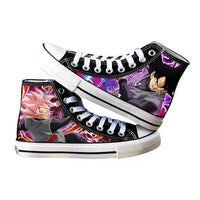 A pair of hot Dragon Ball Goku Canvas Shoes, anime fashion sneakers with a graffiti design for men, women, teenagers, and students.