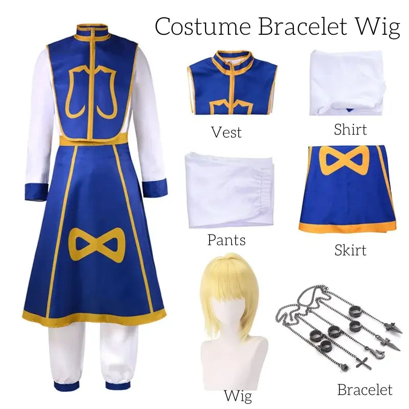 Kurapika Hunter x Hunter Cosplay Costume Full Set complete top pants vest wig chain Halloween