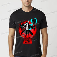 A vintage black Solo Leveling Anime T-Shirt featuring a funny Sung Jinwoo graphic print, available in sizes S to 4XL for men and women.