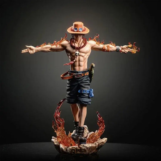 A detailed 28cm Portgas D. Ace Figure made of PVC, featuring a dynamic Fire Fist battle pose for One Piece anime collection.