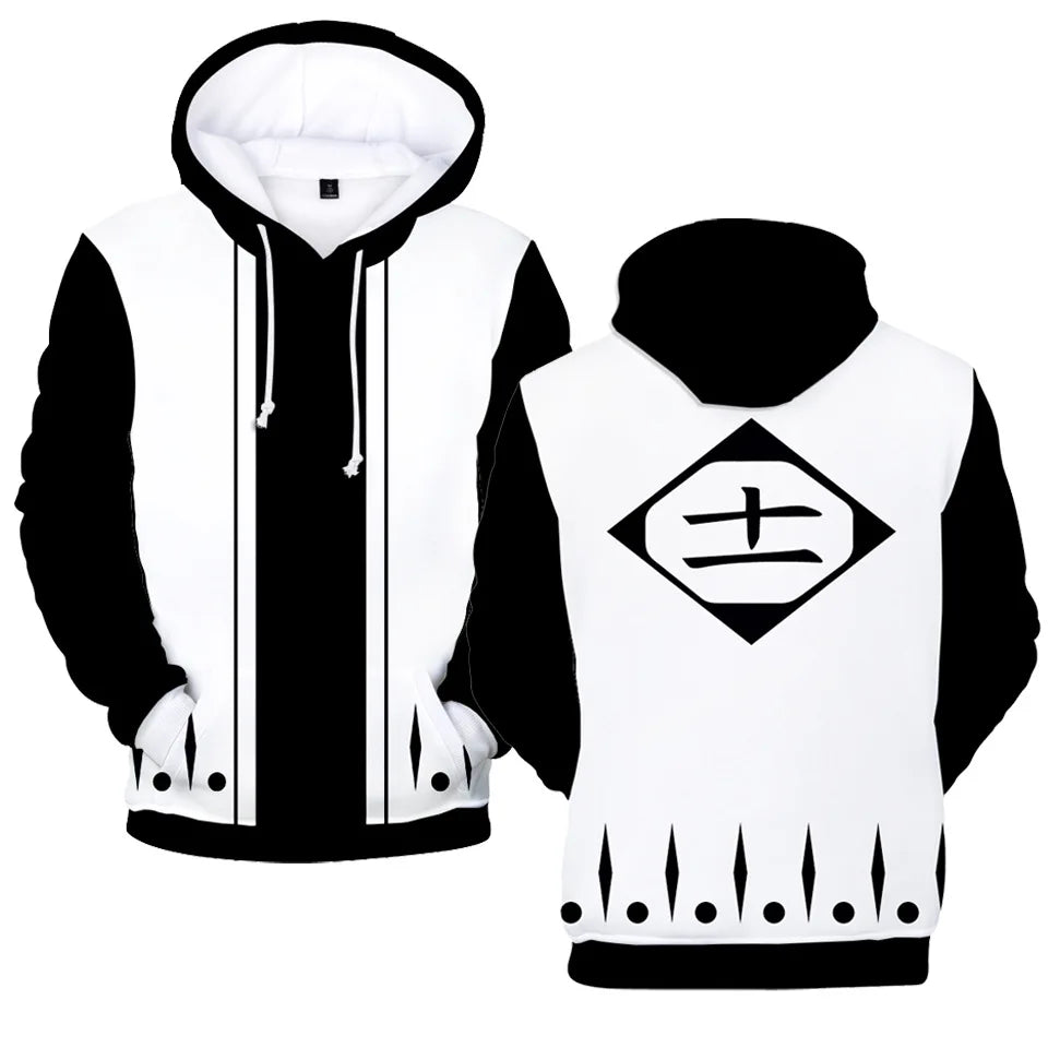 Bleach Anime 3D Print Cosplay Hoodie back view 3D print Y2K anime tracksuit pullover