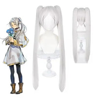 Frieren Cosplay Costume Set featuring dress, wig, elf ears, and earrings for anime enthusiasts.