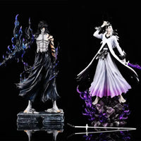 A large 33cm Bleach Ichigo Figure made of PVC, featuring two interchangeable battle forms and Zangetsu sword for anime desktop decoration.