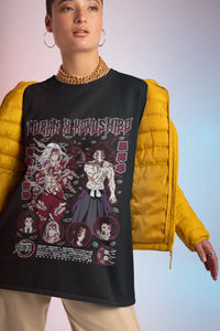 Demon Slayer Muzan Kokushibo Children Cotton T-Shirt back view loose unisex casual summer