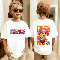 One Piece Kids T-Shirt Anime Luffy Zoro Chopper short sleeve cotton summer tee boys girls ages 7-13