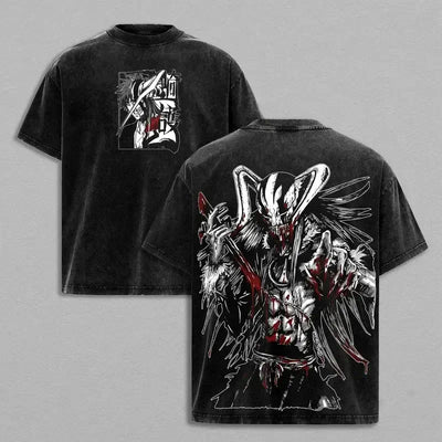 Ichigo Kurosaki Bleach Vintage Washed T-Shirt oversized cotton anime graphic tee shown from the front