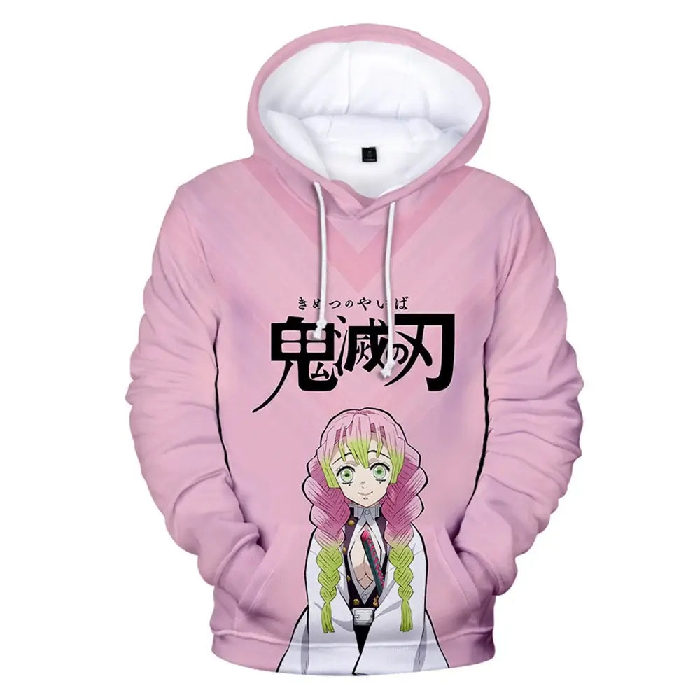 A trendy 3D Anime Hoodie featuring a funny graphic print, designed as an oversized hip-hop pullover for men and women.