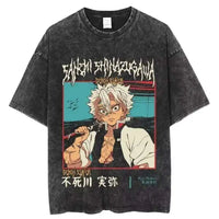 Demon Slayer Rengoku Flame Hashira Anime T-Shirt flat lay breathable cotton casual anime tee