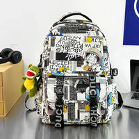 A high-capacity One Piece Luffy Backpack featuring a vibrant graffiti print of Monkey D. Luffy, designed as a durable school bag for middle and high students.