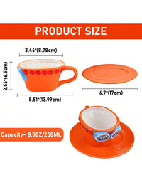 Luffy Ace Sabo Chopper Mug One Piece Ceramic size chart with dimensions and capacity displayed in an informative layout.