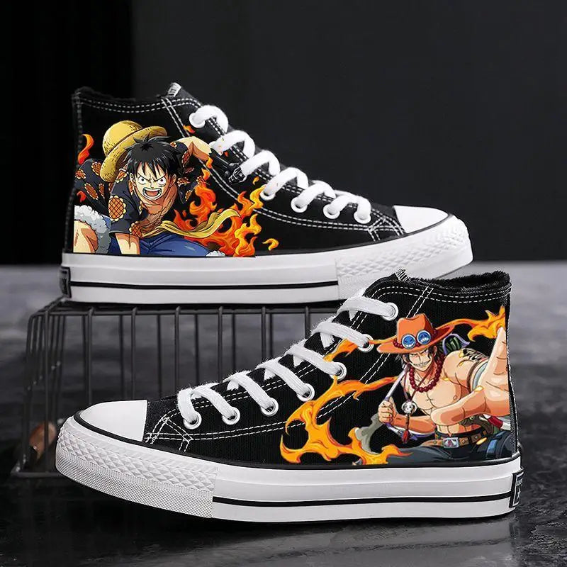 海*星様 BEAUTIFUL SHOES ONE-PIECE SHOES One Piece Canvas Shoes | Luffy Zoro Ace Graffiti – Infinite Visibility