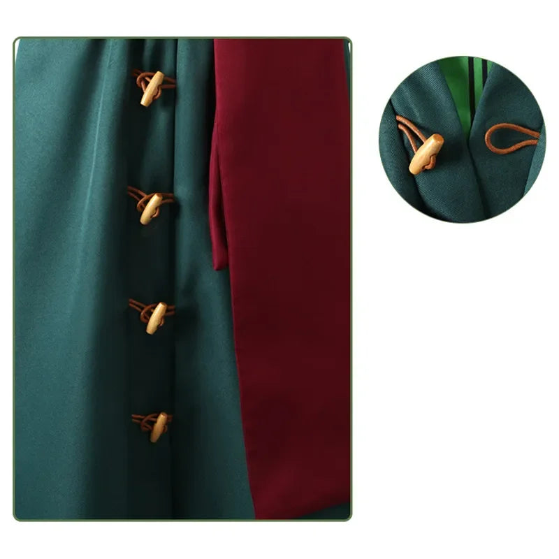 Roronoa Zoro Cosplay Costume including outfit, head scarf, and earrings available in adult sizes.