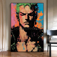 A high-quality One Piece Canvas Print featuring classic Japanese anime characters like Luffy, designed as unframed wall art for living room decoration.