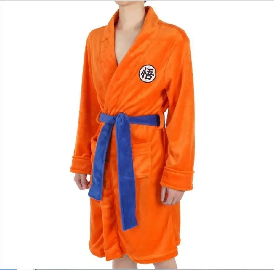 Dragon Ball Goku Flannel Anime Cosplay Bathrobe warm unisex home pajamas autumn winter