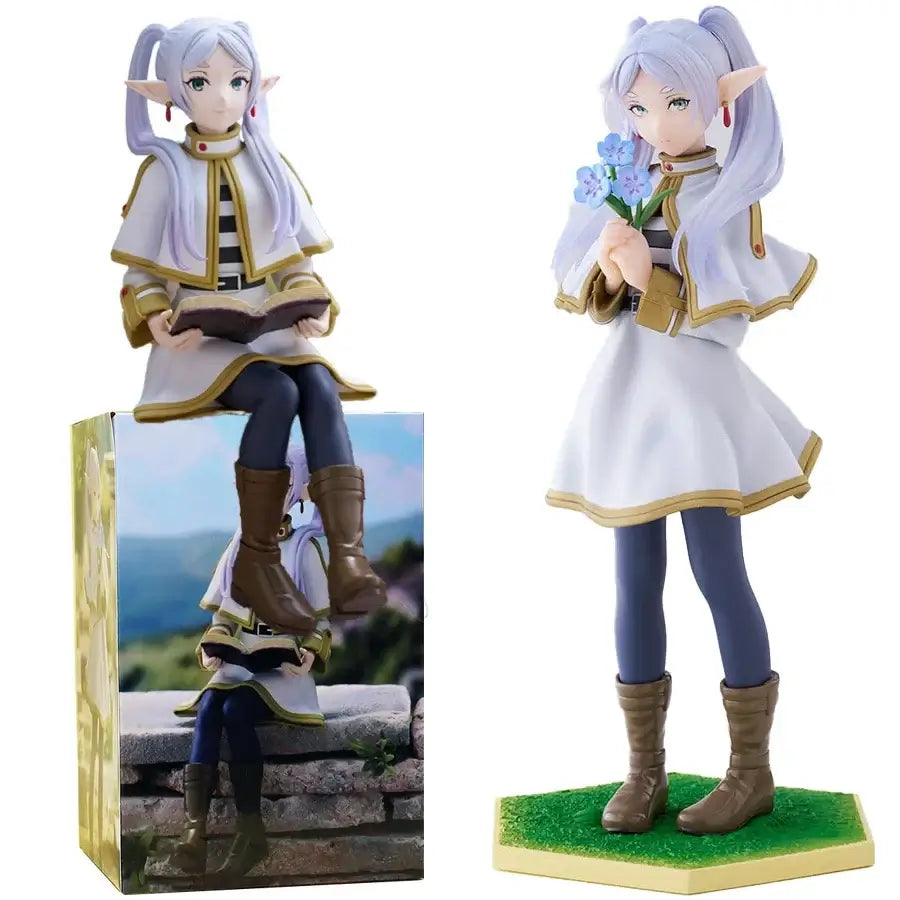 A high-quality 14cm Frieren Anime Figure sitting down, functioning as a noodle stopper and desktop decoration.