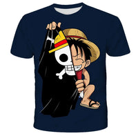A fashion kid's One Piece Luffy T Shirt, a summer short sleeve top for boys.