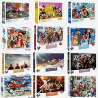 Japanese Anime Naruto Whirlpool Puzzle display featuring 1000 piece boxes for adults and kids, perfect for stress relief and gifts.
