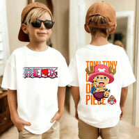One Piece Kids T-Shirt Anime Luffy Zoro Chopper short sleeve cotton summer tee boys girls ages 7-13