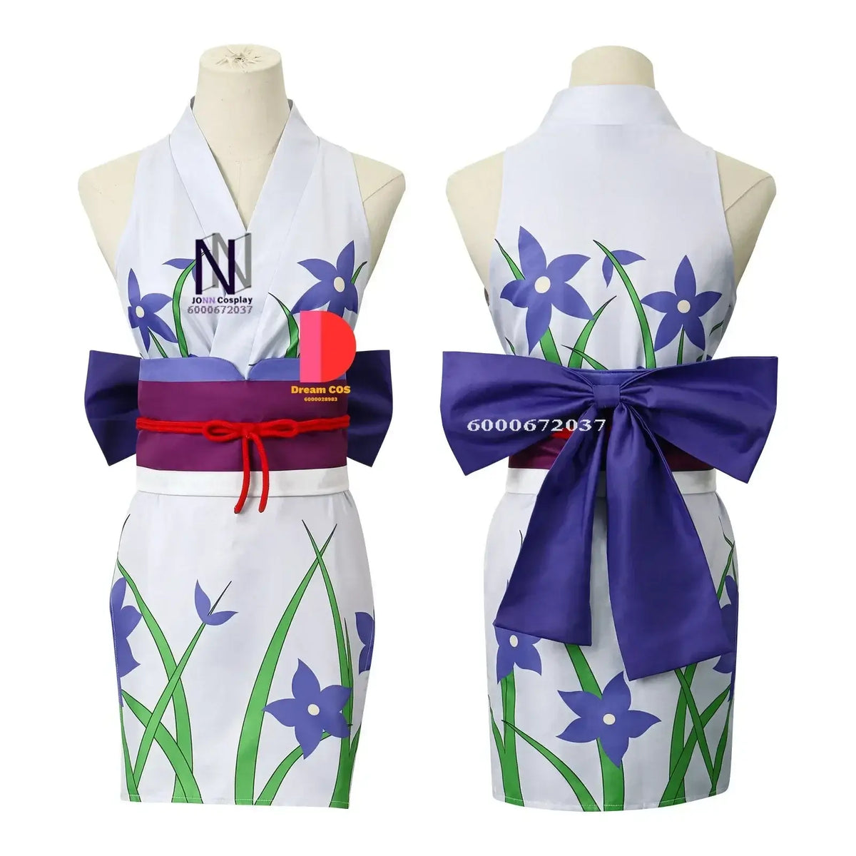 Close-up of Nico Robin One Piece Cosplay Costume Kimono Dress digital print jacket dress detail