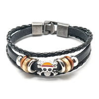 Anime Woven Cowhide Bracelet multilayer buckle ring inspired by One Piece Naruto and Attack on Titan birthday gift accessory