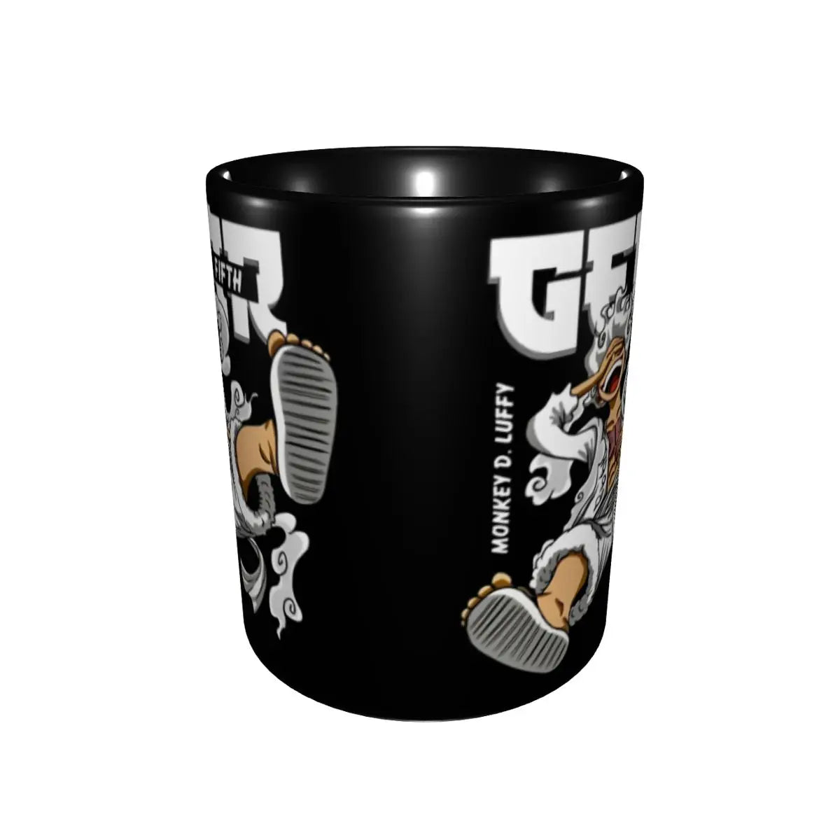 A cute Monkey D. Luffy Gear Fifth Mug featuring the Sun God Nika anime character, designed as a durable water cup gift for kids.