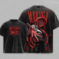 Makima Chainsaw Man Vintage Washed T-Shirt front anime artwork