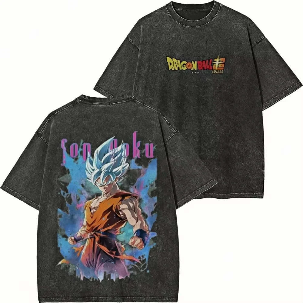 Dragon Ball Goku Majin Buu Washed Graphic T-Shirt Y2K unisex streetwear summer short sleeve
