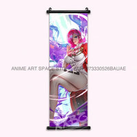 A vibrant One Piece Hanging Painting featuring anime characters Monkey D. Luffy, Portgas D. Ace, Sabo, and Shanks on a canvas scroll for home decor.