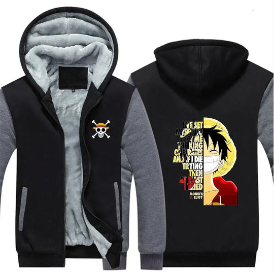 Luffy One Piece Zip-Up Fleece Hoodie | Winter Jacket