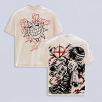 Death the Kid Soul Eater Vintage Washed T-Shirt showcasing front and back designs with anime graphics.